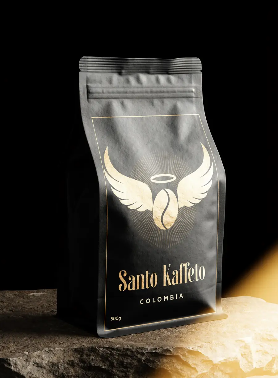 Bolsa negra de 500 gramos Santo Kaffeto Colombia
